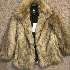 Zara, faux fur coat, Size:S